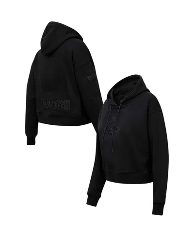 Pro Standard Women's Boston Red Sox Triple Black Cropped Pullover Hoodie
