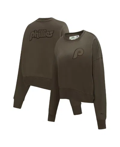 Pro Standard Women's Philadelphia Phillies Fleece Pullover Sweatshirt In Brown