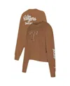 Pro Standard Women's Brown Texas Rangers Paint The City Pullover Cropped Sweatshirt In Brown