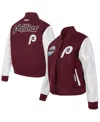 Pro Standard Women's Burgundy Philadelphia Phillies Game Day Classics Wool Varsity Jacket In Burgundy