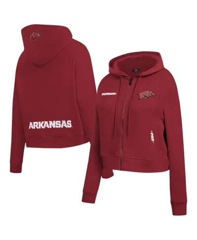 Pro Standard Women's Cardinal Arkansas Razorbacks Game Day Sequin Full-zip Hooded Jacket