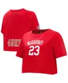 Pro Standard Women's Christian Mccaffrey Scarlet San Francisco 49ers Player Name Number Cropped Boxy T-shirt In Red