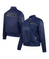 Pro Standard Women's College Navy Seattle Seahawks Jeweled Satin Full-snap Jacket In Blue