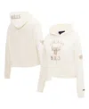 Pro Standard Women's Cream Chicago Bulls 2024/25 City Edition Chenille Applique Cropped Pullover Hoodie