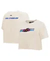 Pro Standard Women's Cream Los Angeles Lakers Retro Striper Sj Cropped Boxy T-shirt In Cream