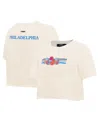 Pro Standard Women's Cream Philadelphia 76ers Retro Striper Sj Cropped Boxy T-shirt In Cream