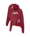 Pro Standard Women's Crimson Alabama Crimson Tide Sequin Boxy Cropped Pullover Sweatshirt In Red