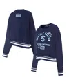 Pro Standard Women's Deep Sea Blue Seattle Kraken Area Code Cropped Pullover Sweatshirt In Navy