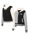 Pro Standard Women's Gray Baltimore Ravens Reverse French Terry Color Block Full-zip Hoodie Jacket In Gray