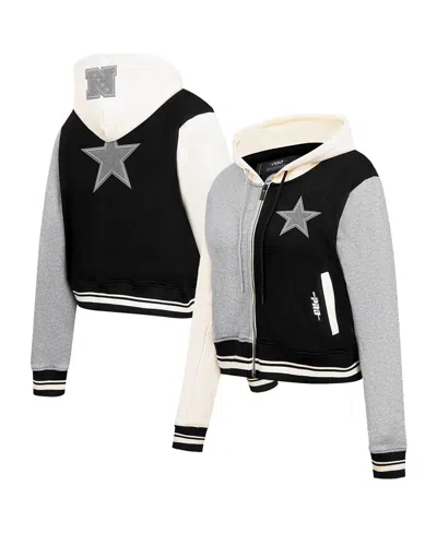 Pro Standard Women's Gray Dallas Cowboys Reverse French Terry Color Block Full-zip Hoodie
