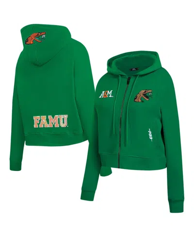 Pro Standard Women's Green Florida A&m Rattlers Game Day Sequin Full-zip Hooded Jacket