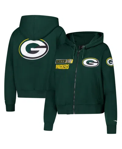 Pro Standard Women's Green Green Bay Packers Split Logo Full Zip Hoodie