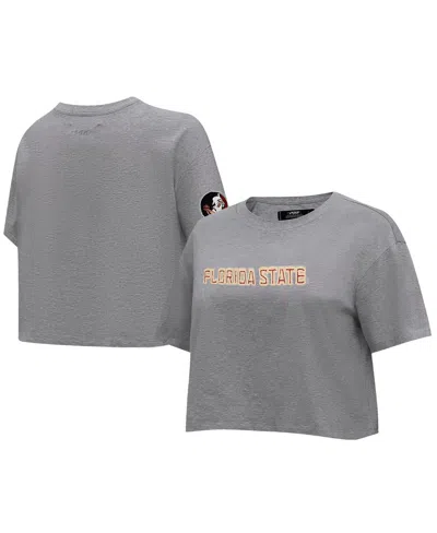 Pro Standard Women's Heather Charcoal Florida State Seminoles Tonal Neutral Boxy Cropped T-shirt In Gray