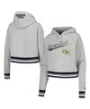 Pro Standard Women's Heather Gray Georgia Tech Yellow Jackets Script Tail Fleece Cropped Pullover Hoodie In Gray