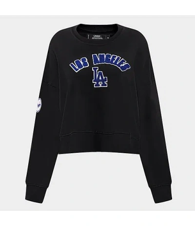 Pro Standard Women's Los Angeles Dodgers Classic Fleece Crewneck Sweatshirt In Black