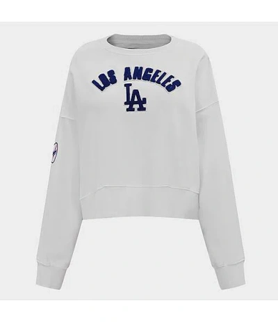 Pro Standard Women's Los Angeles Dodgers Classic Fleece Crewneck Sweatshirt In White