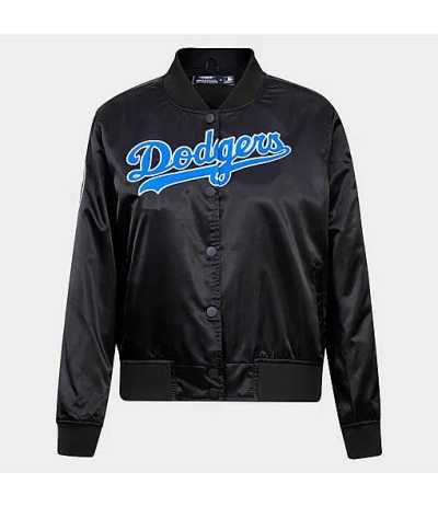 Pro Standard Women's Los Angeles Dodgers Mlb Classic Satin Jacket In Black