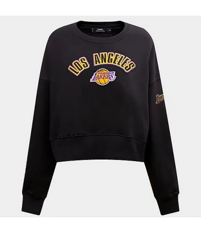 Pro Standard Women's Los Angeles Lakers Nba Classic Fleece Crewneck Sweatshirt In Black