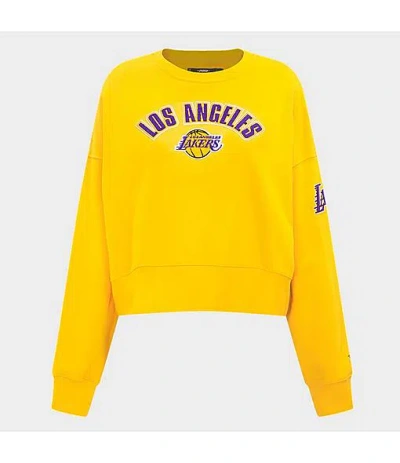 Pro Standard Women's Los Angeles Lakers Nba Classic Fleece Crewneck Sweatshirt In Yellow