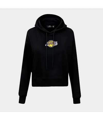 Pro Standard Women's Los Angeles Lakers Nba Classic Fleece Cropped Pullover Hoodie In Black
