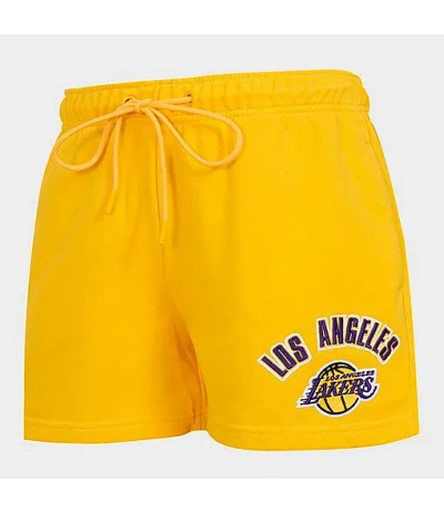 Pro Standard Women's Los Angeles Lakers Nba Classic Fleece Shorts In Yellow