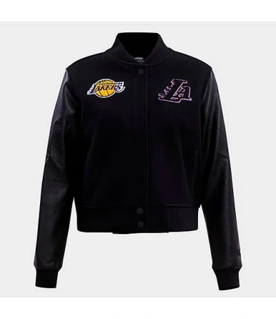 Pro Standard Women's Los Angeles Lakers Nba Classic Wool Varsity Jacket In Black