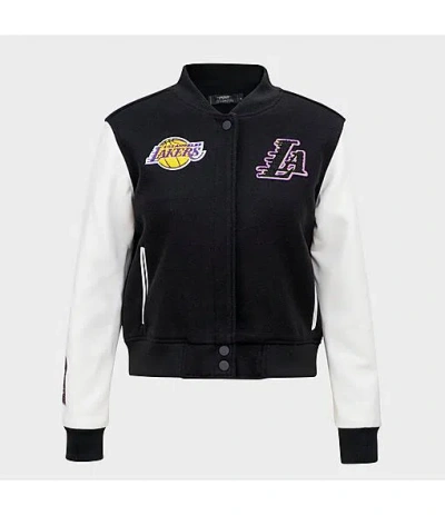 Pro Standard Women's Los Angeles Lakers Nba Classic Wool Varsity Jacket In Black