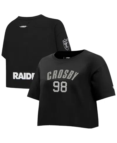 Pro Standard Women's Maxx Crosby Black Las Vegas Raiders Player Name Number Cropped Boxy T-shirt