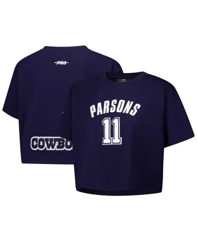 Pro Standard Women's Micah Parsons Navy Dallas Cowboys Player Name Number Cropped Boxy T-shirt In Blue