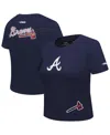 Pro Standard Women's Navy Atlanta Braves Game Day Classics Baby Doll Cropped T-shirt