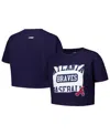 Pro Standard Women's Navy Atlanta Braves Made To Play Boxy Cropped T-shirt In Brown
