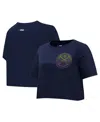 Pro Standard Women's Navy Denver Nuggets Jewels Boxy Cropped T-shirt In Blue