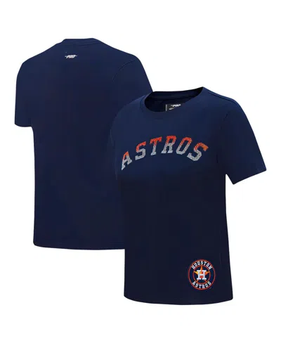 Pro Standard Women's Navy Houston Astros Rhinestone Slim Fit T-shirt