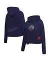 Pro Standard Women's Navy La Clippers Jewels Cropped Pullover Hoodie In Blue