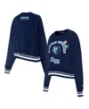 Pro Standard Women's Navy Memphis Grizzlies Area Code Cropped Pullover Sweatshirt In Navy