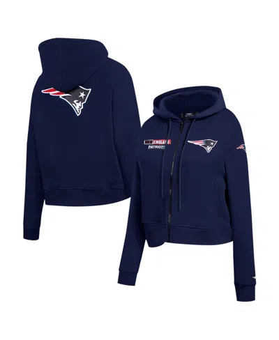 Pro Standard Women's Navy New England Patriots Split Logo Full-zip Hoodie In Blue