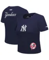 Pro Standard Women's Navy New York Yankees Game Day Classics Baby Doll Cropped T-shirt In Navy