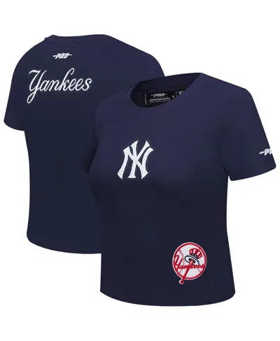 Pro Standard Women's Navy New York Yankees Game Day Classics Baby Doll Cropped T-shirt