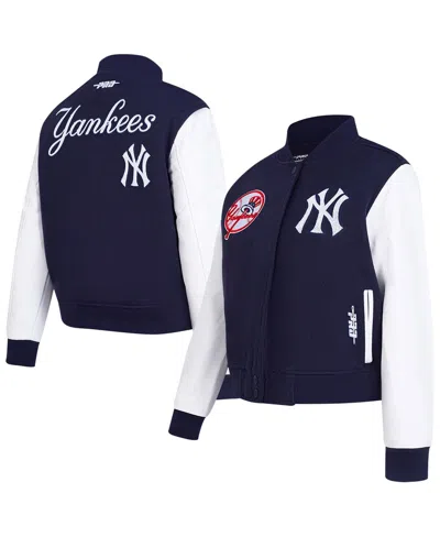 Pro Standard Women's Navy New York Yankees Game Day Classics Wool Varsity Jacket