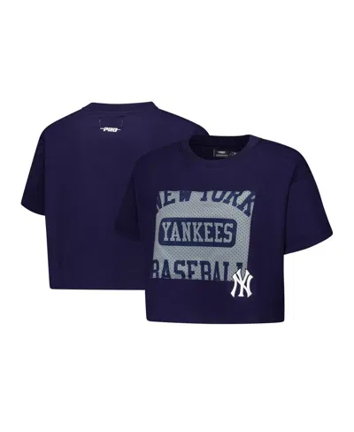 Pro Standard Women's Navy New York Yankees Made To Play Boxy Cropped T-shirt In Blue