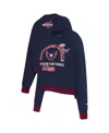 Pro Standard Women's Navy Washington Capitals Area Code Cropped Pullover Sweatshirt In Blue