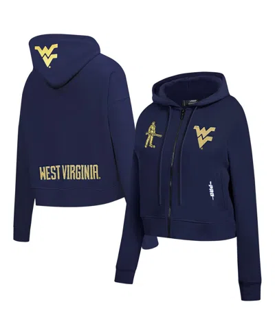 Pro Standard Women's Navy West Virginia Mountaineers Game Day Sequin Full-zip Jacket In Blue