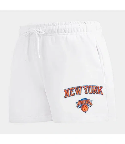 Pro Standard Women's New York Knicks Nba Classic Fleece Shorts In White