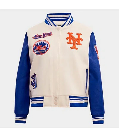 Pro Standard Women's New York Mets Mlb Mash Up Rib Wool Varsity Jacket In Multi