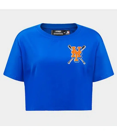 Pro Standard Women's New York Mets Mlb Mashup Boxy T-shirt In Blue
