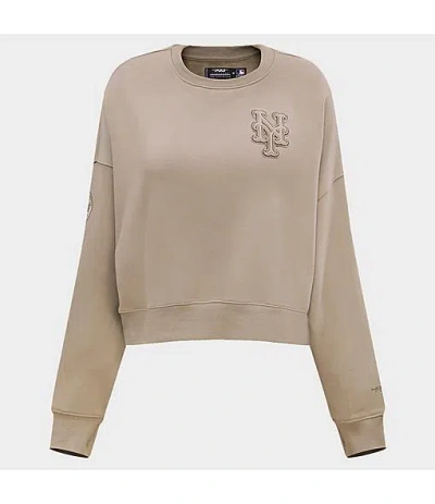 Pro Standard Women's New York Mets Mlb Neutral Fleece Crewneck Sweatshirt In Gray