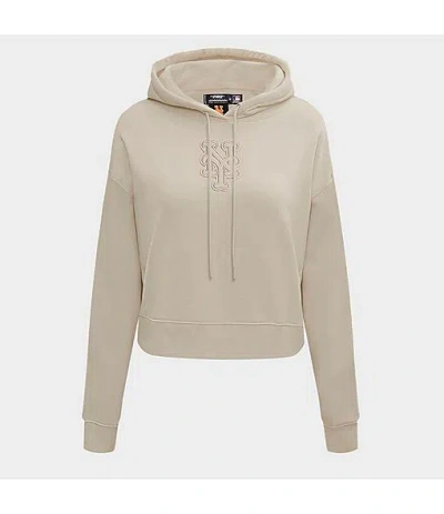 Pro Standard Women's New York Mets Mlb Neutral Fleece Cropped Pullover Hoodie