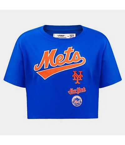 Pro Standard Women's New York Mets Mlb Retro Classic Boxy T-shirt In Blue