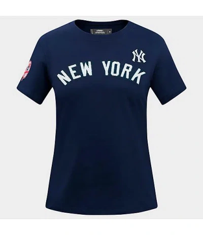 Pro Standard Women's New York Yankees Mlb Classic Single Jersey Slim T-shirt In Blue