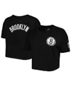 Pro Standard Women's  Black Brooklyn Nets Classics Boxy T-shirt In Black
